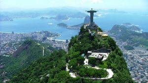 christ redeemer arieal view river